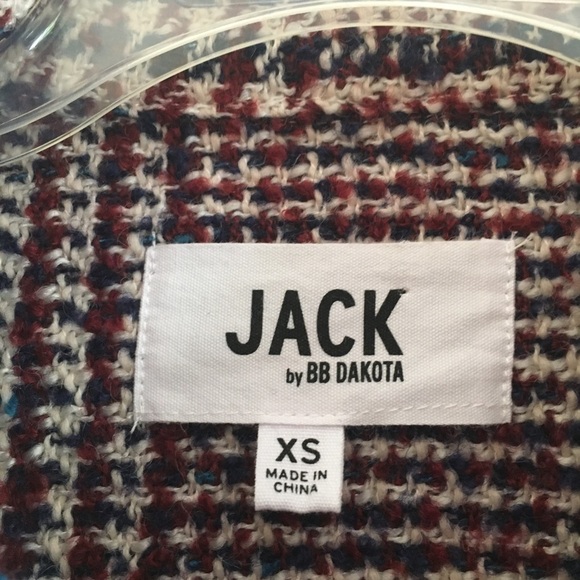 JACK BY BB DAKOTA Plaid Ruffled Cropped Wool Blend Jacket Size XS - Picture 9 of 14